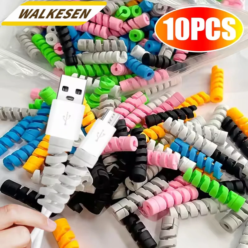 10 stücke Spirale Datenkabel Anti-brechen Hülse Wickler Draht Schutz Flexible Telefon Ladekabel Für Handy USB Ladegerät kabel