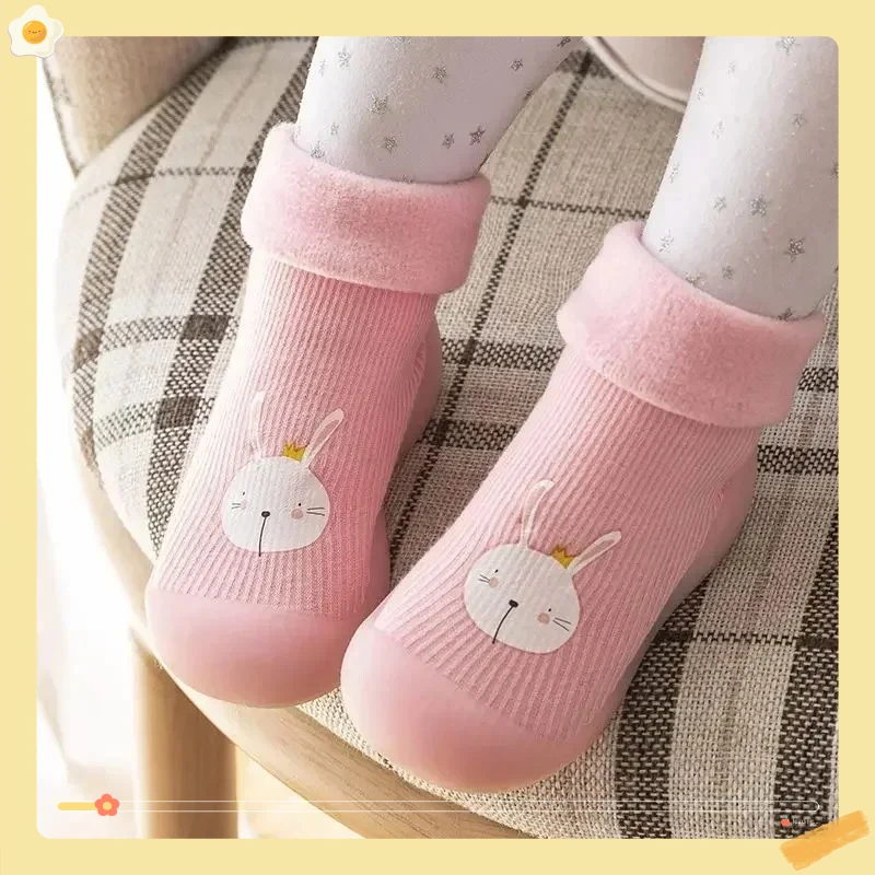 아기 하이탑 신발 및 양말 아기 어린이 미끄럼 방지 바닥 양말 발 인형 유아 신발 가을 겨울 두꺼운 패딩
