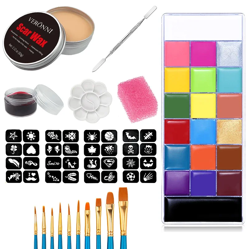 8PCS SFX Makeup Kit 20 colori Face Body Paint Oil Stage effetti speciali Halloween ferita cicatrice cera trucco falso Scab Blood Spatula