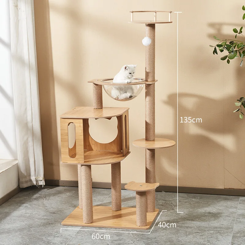 Advanced House Cat Scratching Post Comfortable Lookout Tower Sisal Stairs Cat Towers Toys Arranhador Para Gato Pet Products LVPK