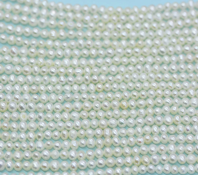 10PCS 2-3mm AAAA white round pearl loose beads, genuine freshwater pearl beads, real cultured pearl bead, full strand 15