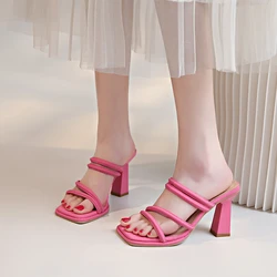 2024 Summer New Fashion Women's Outwear Large Sandals Slim Straps Sexy Solid Color Comfortable Open Toe Single Shoes for Women