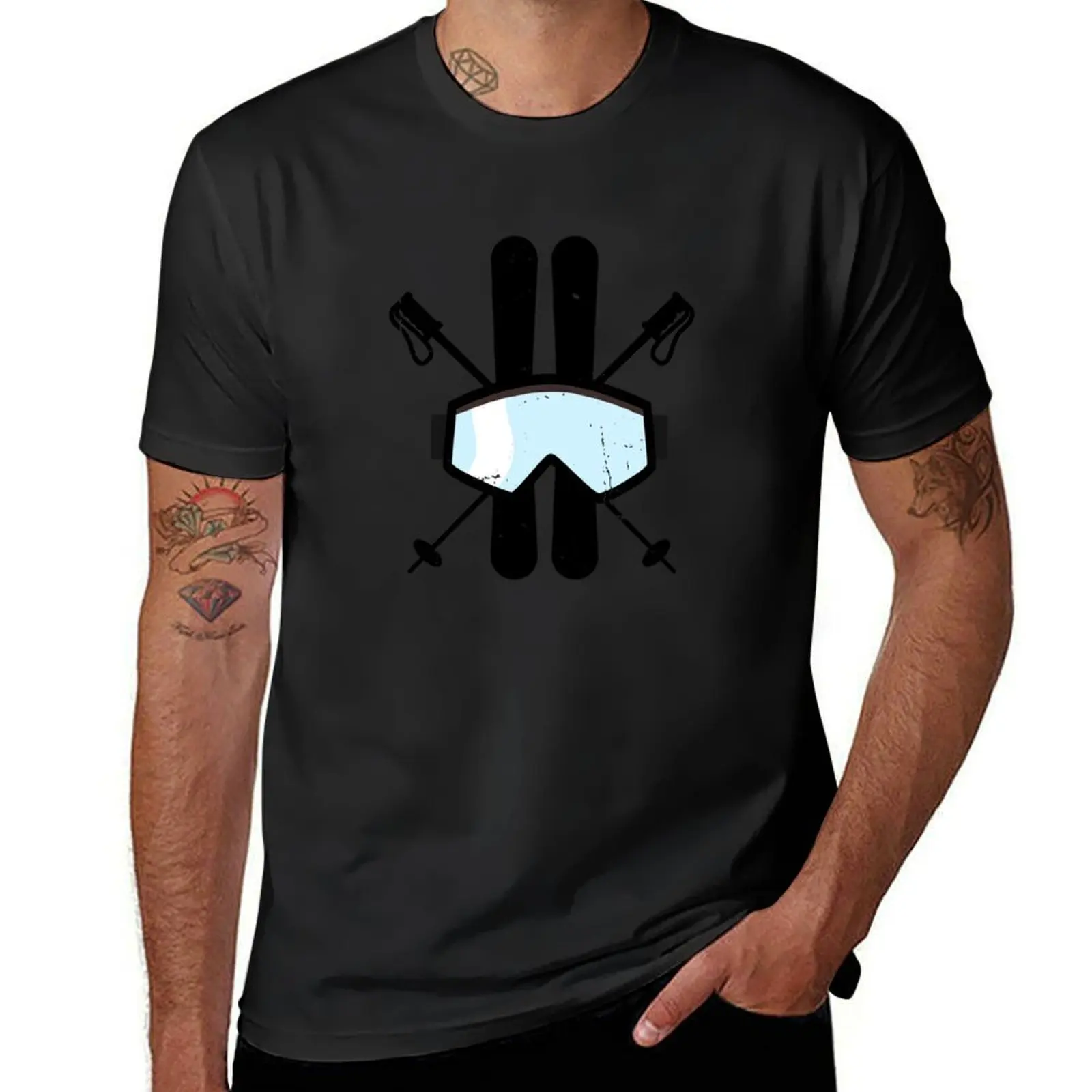 

Crossed ski T-Shirt plus sizes cute tops Men's clothing