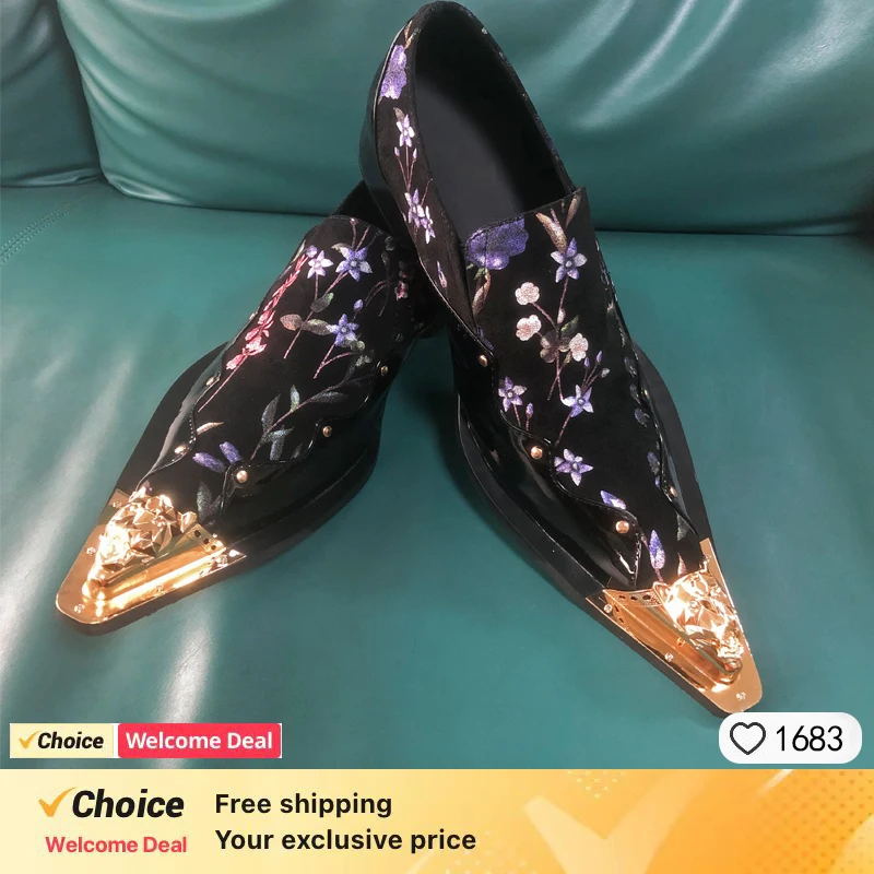 

Handmade Black Genuine Leather Men's Derby Shoes Luxury Designer Loafers Casual Oxfords Dress Shoes plus Size 48