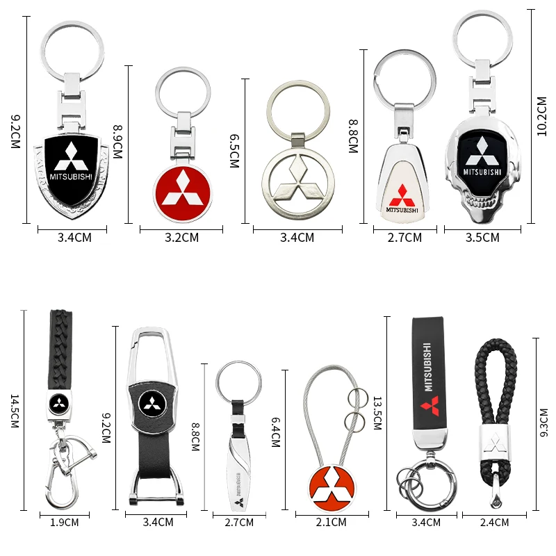 3D Metal Leather Car Keychain Keyring Chain Creative Gifts Pendant For Mitsubishi Lancer 9 Outlander ASX L200 Pajero EX Ralliart