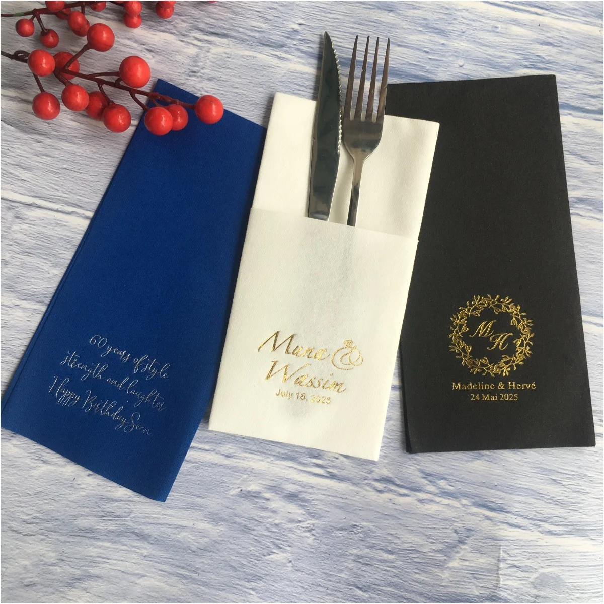 

50pcs Wedding Napkin- Personalized Linen-Like Napkins for Weddings and Engagement Party