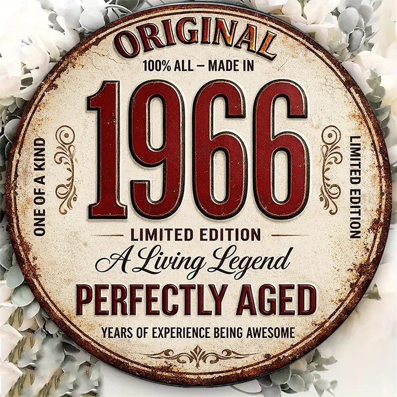 2D Flat - 1pc 8*8In/20X20Cm 2D Flat Round Sign, Vintage Plaque about 
