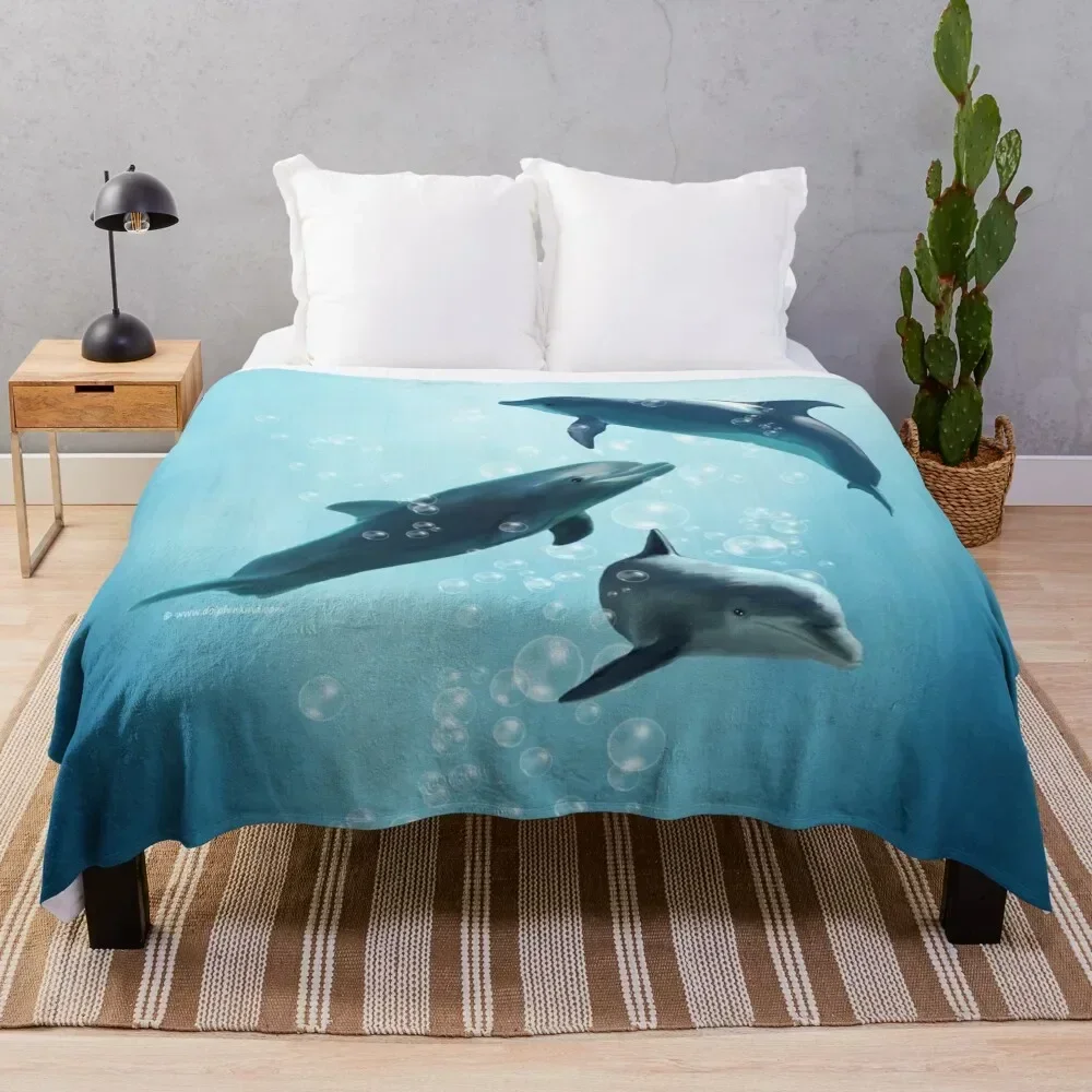 

Dolphins in the Sea Throw Blanket Easy Care Comfortable Blanket for Couch
