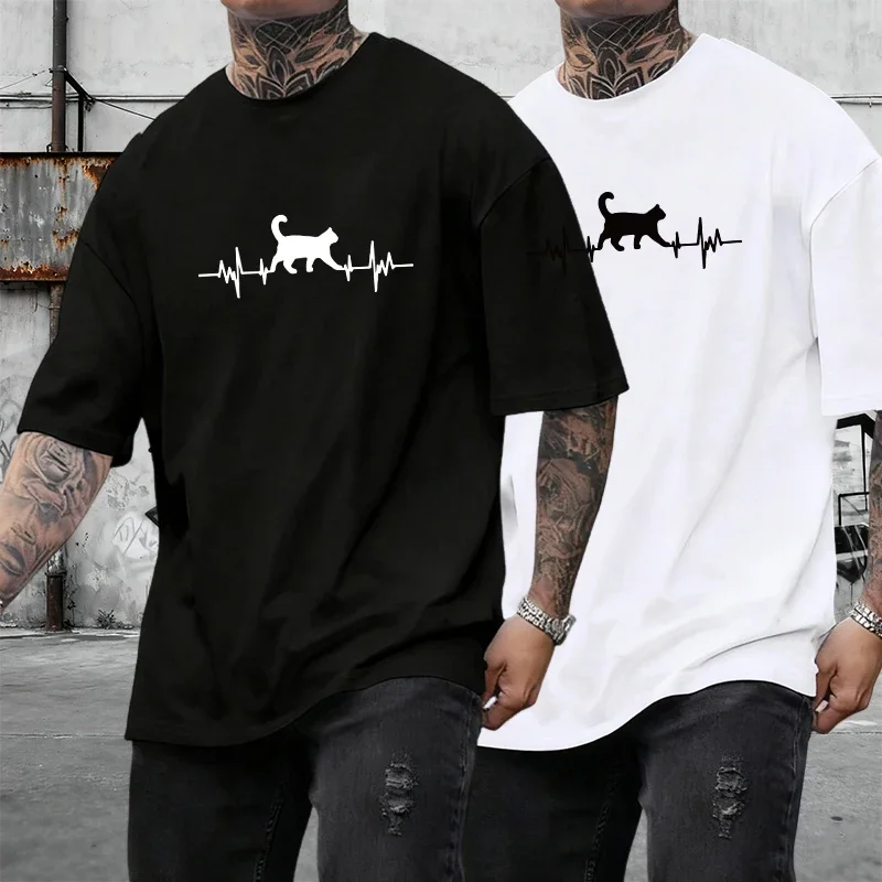 Summer Mens T-shirt Printing Casual Cotton Short Sleeve Daily Gym Sports Jogging Loose Tees Outdoors Climb Running Thin T-shirt