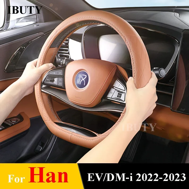 

For BYD Han EV DM-i 2022 2023 Interior Accessories Car Steering Wheel Cover Driving Rudder Control Handle Decorative Case