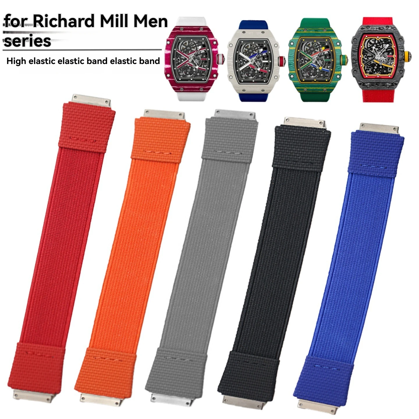 New Elastic Band Loop Strap For RM Richard Miller Men's Collection RM67 RM67-02 67-01 Series Waterproof Watchband Customized
