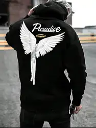 Paradise Angel Wings Pattern Men Hoodies Fashion New Clothing Pocket All-Match Sweatshirts Casual Comfortable Hoody For Male
