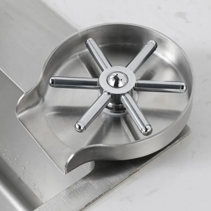 304 Stainless Steel Cup Washer for Manual Press Bar Counter Kitchen Sink Household 10 Holes Water Outlet Cup Washer
