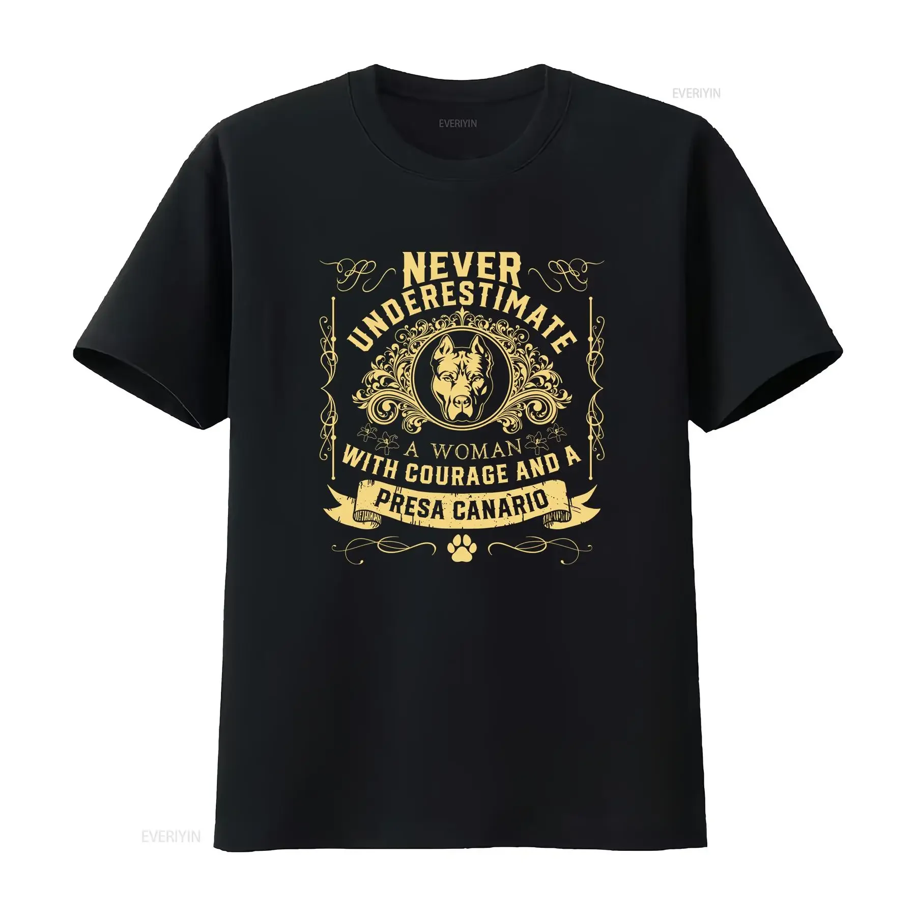 NUEVA CAMISETA LIMITADA con Diseño de Mujer con Coraje y Presa Canario 2, Tallas S-3XL, Estilo Vintage Lavado, Ropa de Diseñador, Gráficos de Moda