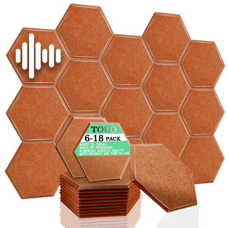 

TOUO Acoustic Panel 6/12/18 Pcs Soundproof Wall Panels Hexagon High Density Sound Absorbing Material Offices Acoustic Treatment