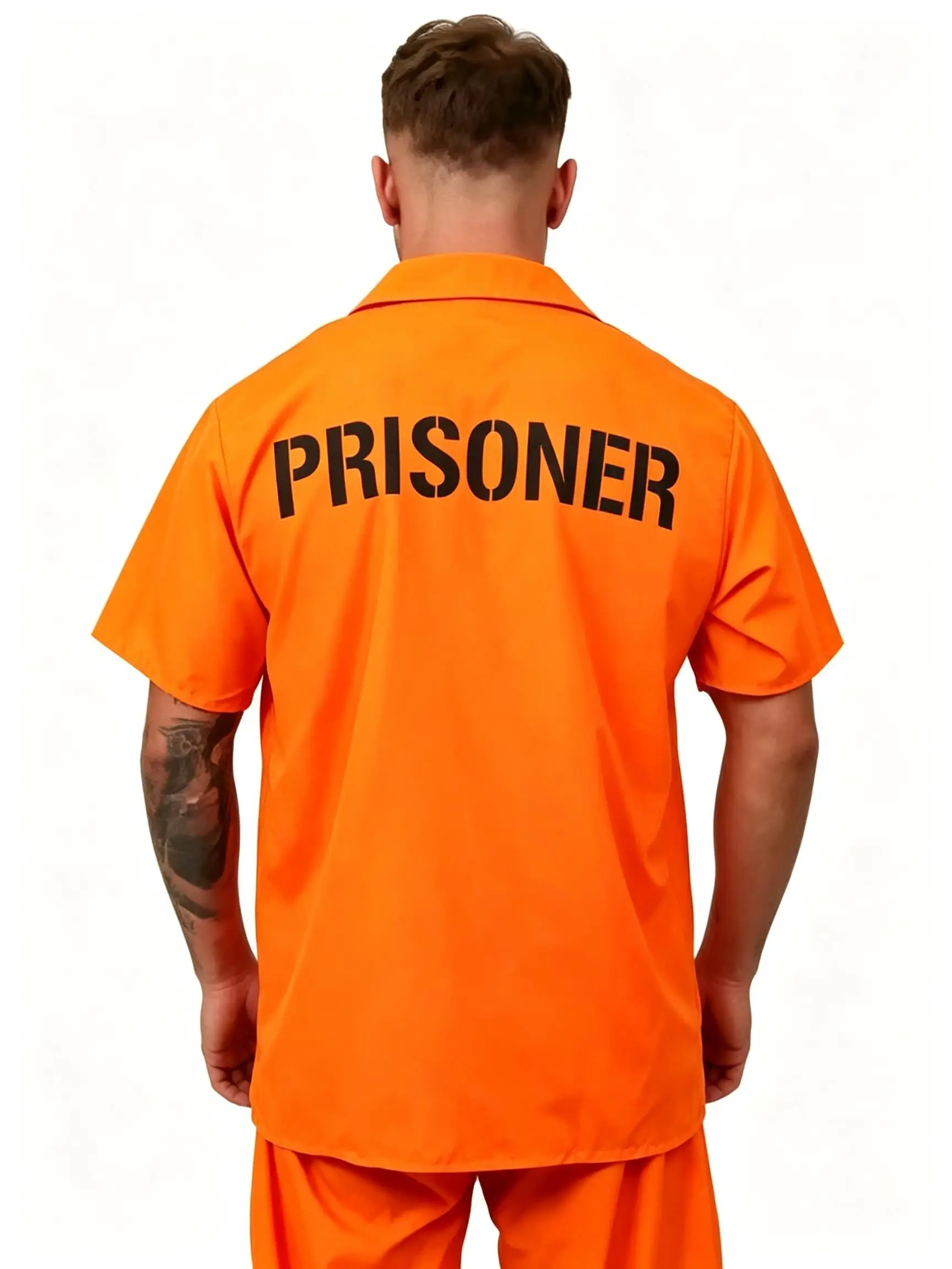 Unisex New Black Convict Halloween Cosplay Adult Orange Prison Uniform Shirt Disfraz Deguisement Fancy Dress Party Top Blouse