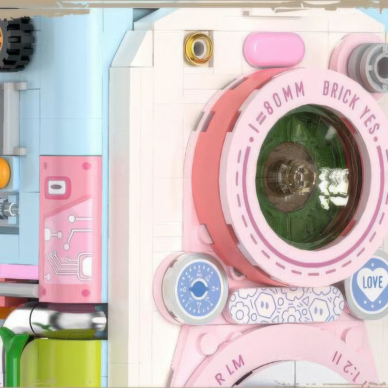 Model aparatu fotograficznego OUZEY do składania, klocki z mini elementami, kreatywny projekt DIY, prezent dla miłośników fotografii