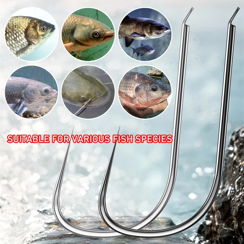 100 قطعة خطاف صيد عالي القوة مقاس 0.1 # -5 #   خطاف صيد حاد غير حاد من سبائك الصلب لملحقات سمك الشبوط البلطي