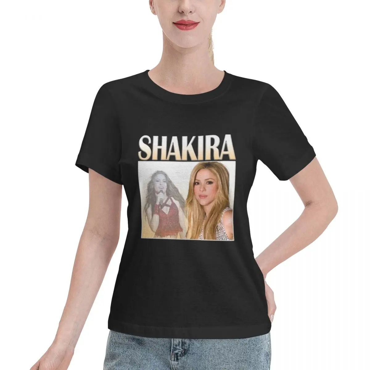 

Shakira Women's T-shirt, Casual Short Sleeve Cotton Blend Crew Neck Tee, Women's Clothing for Outdoor