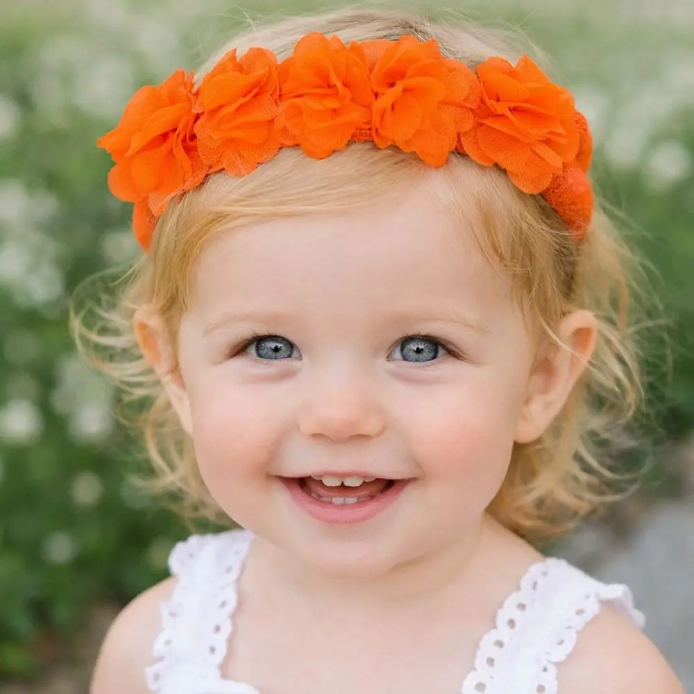 Cute Chiffon Flower Headband Multi-Layers Elastic Hair Band Princess Turban Hair Accessory for Children Newborn Toddler