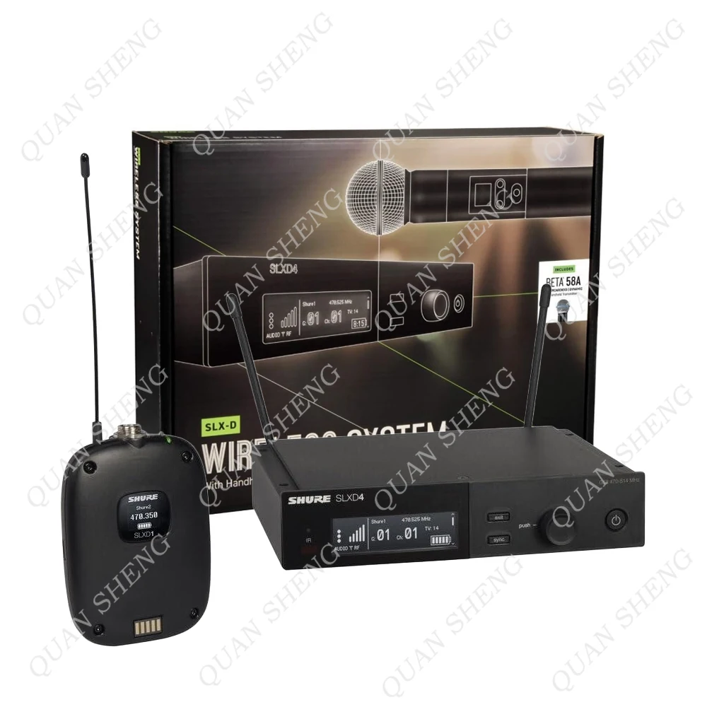 SLXD4 SLXD24 نظام الميكروفون الديناميكي المحمول اللاسلكي Inalambrico XLR موصل المواد المعدنية تردد المباراة للكاريوكي