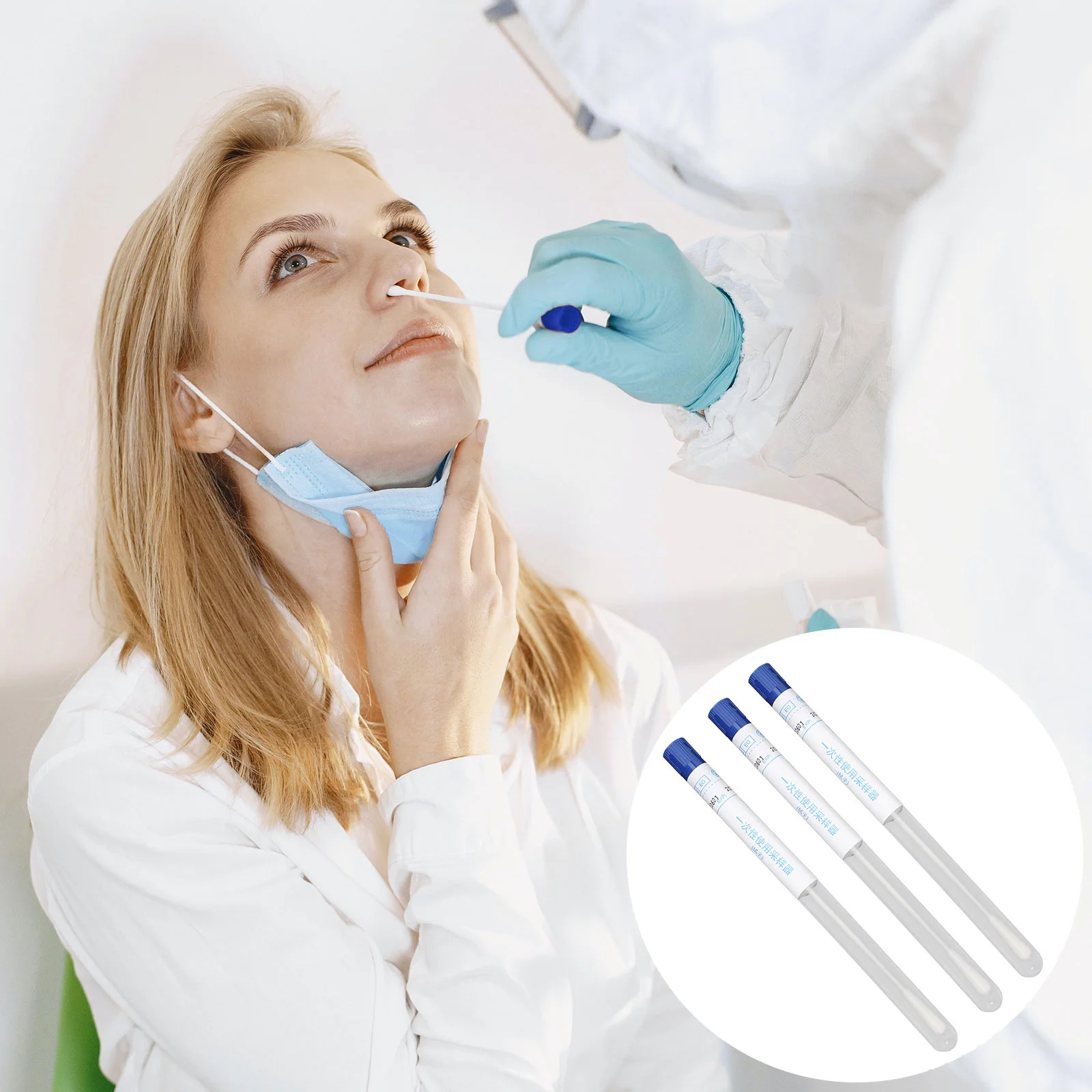 50 Sets Sampling Swab Nose Swabs Nasal Nasopharyngeal Flocking Disposable Specimen Hospital Testing