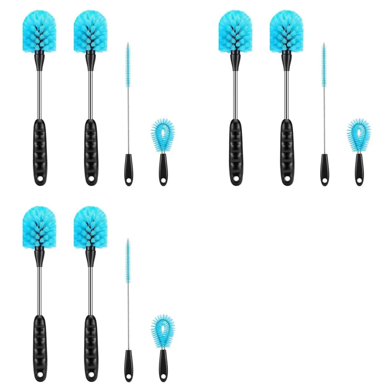 

Набор щеток для бутылок с водой SHGO-6X, щетка для чистки бутылок с водой 3-в-1 с длинной ручкой, чистка для узких шеи бутылок