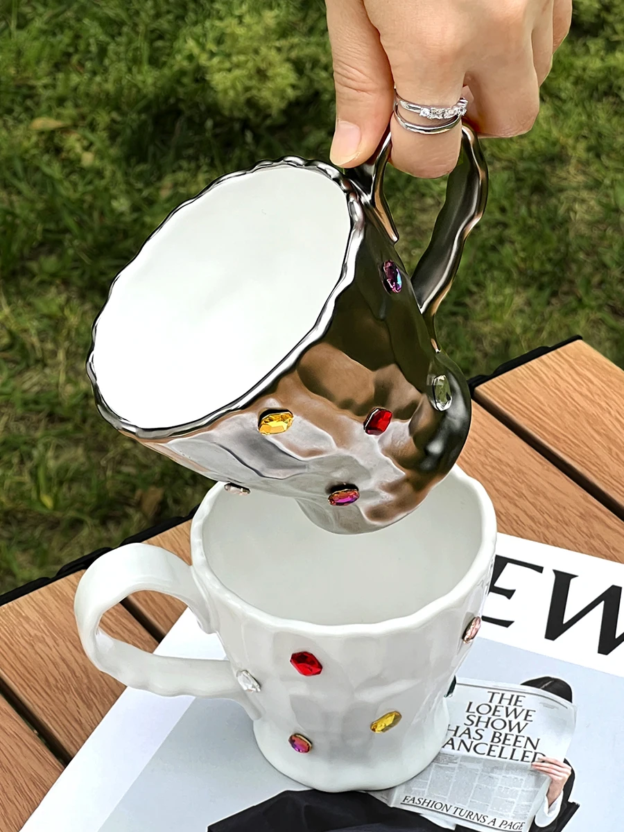 

Jaji Cerc, кружки для пар, чашки для кофе с молоком, алмазные чашки Millennium, модные девушки, сердце, геометрический узор, скандинавский Sle для взрослых