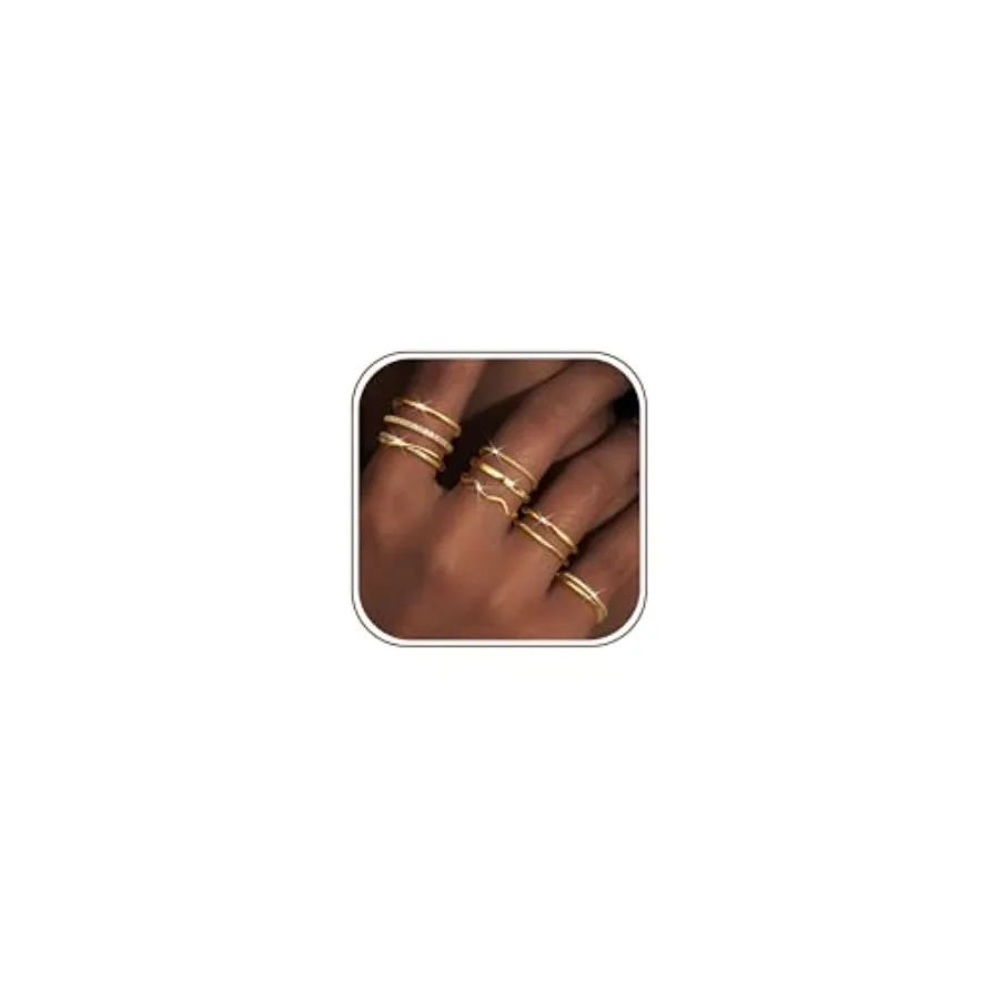 

Tungary Gold Stackable Rings for Women Non Tarnish Open Adjustable Thin Thumb Silver Rings 14K Gold Plated Stacking Cubic Zirco