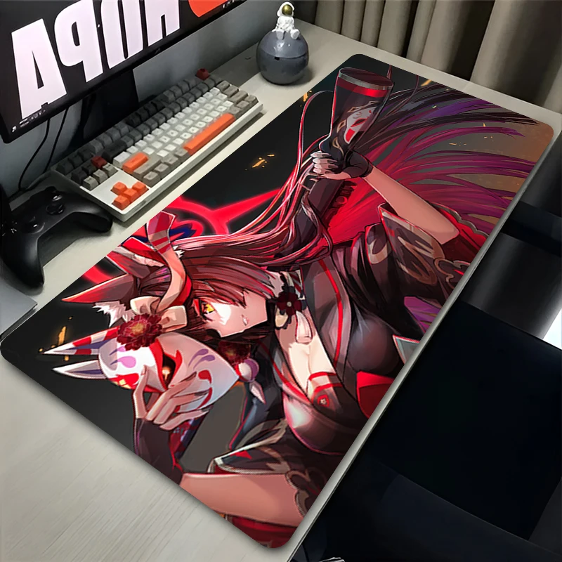 Alfombrilla de ratón Wakamo Blue Archive, accesorios de oficina para ordenador, alfombrillas de mesa XXL, teclado antideslizante de goma para juegos, almohadillas de escritorio de Chica de Anime