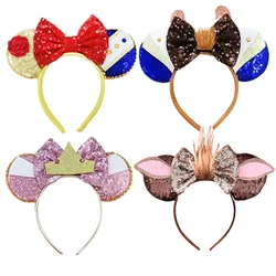 Cartoon Character Mouse Ears Headband For Girls Sequins Bow Birthday Party Hairband Festival Cosplay Hair Accessories