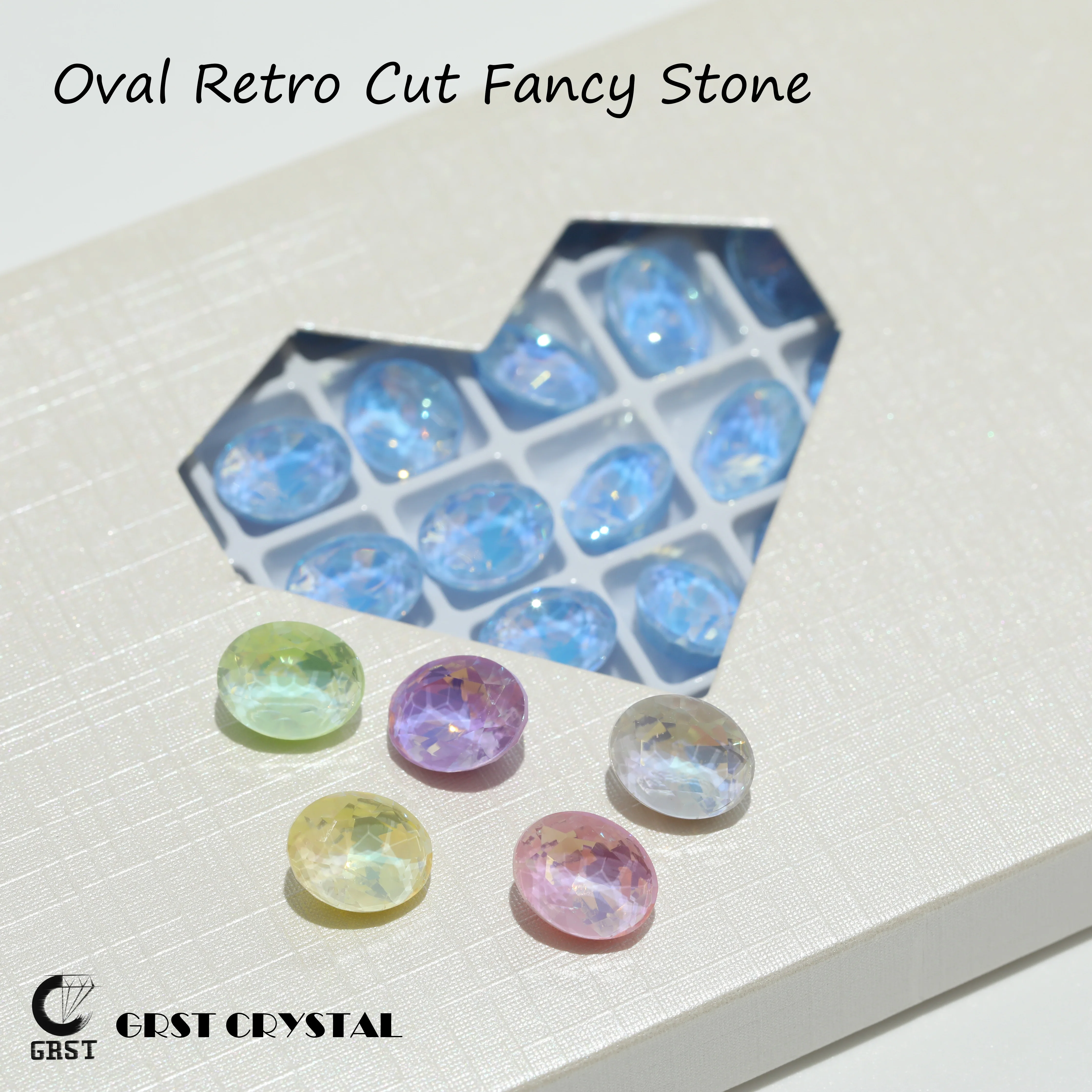 GRST Funkelnde Kristall-Ovalsteine im Retro-Schliff, Fancy-Stone Design-Serie, Strasssteine für DIY-Bedarf für Nagelkunst und handgefertigte Kleider – Detail 1