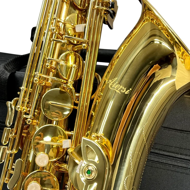 Professional Bb Tenor Saxophone Golden Brass Body With Eb Key & High F# Key Customizable Woodwind Musical Instrument