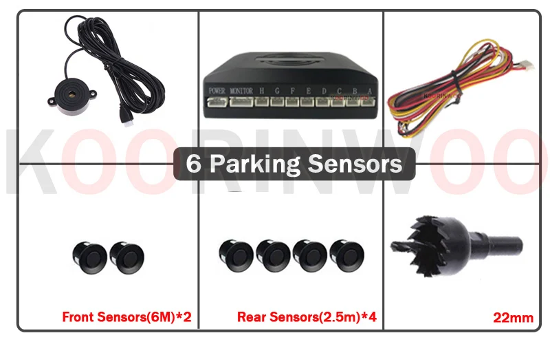 Koorinwoo Einstellbare Lautsprecher-Parktronic Auto-Einparksensoren 8 4 Sensoren Vorne Hinten Summer-Alarm Auto-Detektor Einparkhilfe – Detail 4
