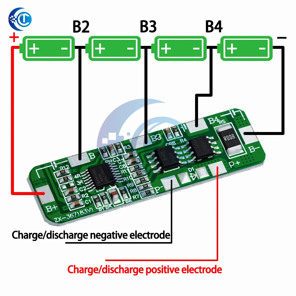 1PC 18650 Battery BMS Protection Module (4S 20A): 4.35V/2.5V Protection + 5A Discharge & Cell Balancing