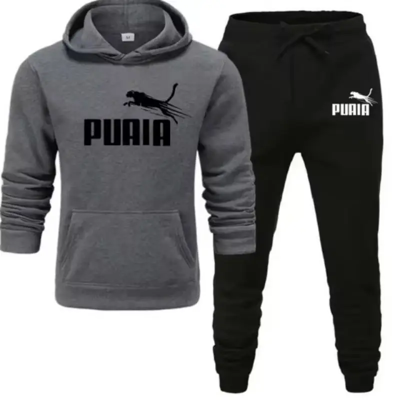 Men's thermal sportswear set, hooded sweatshirt and sweatpants, spring, autumn and winter, 2024