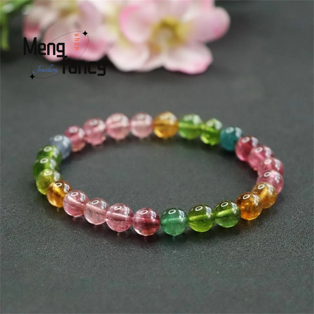 Natural Tourmaline Bracelet Brazilian Old Mine Vitreous Body Ice Bracelet Crystal Coloured Treasure Fine Luxury Fashion Jewelry