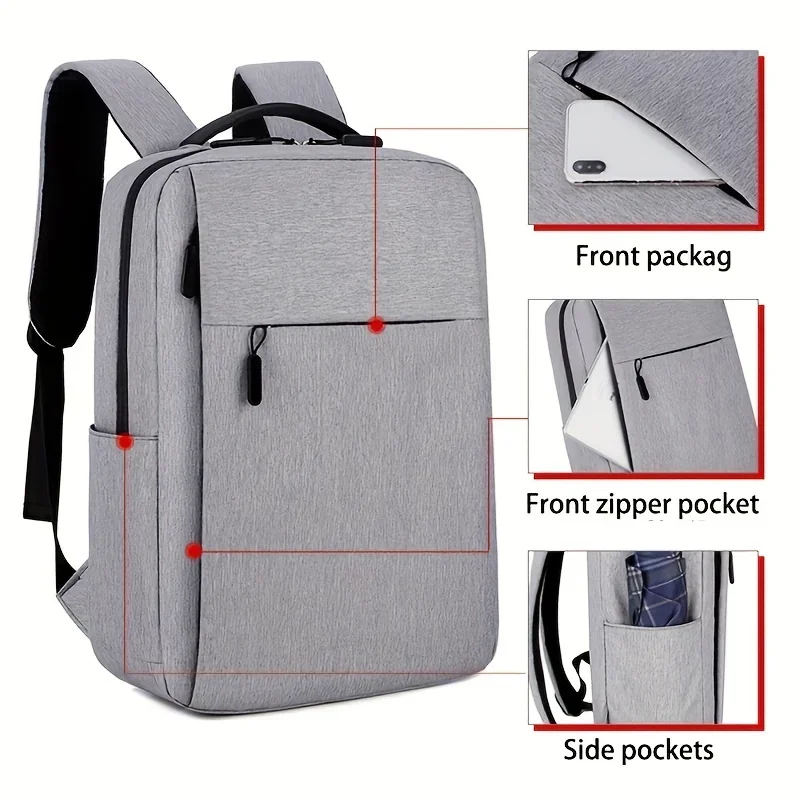 Reiserucksack mit großer Kapazität, Reißverschluss, lässiger Computer-Rucksack für Herren, Business-Rucksäcke für Pendler, lässige Schultasche