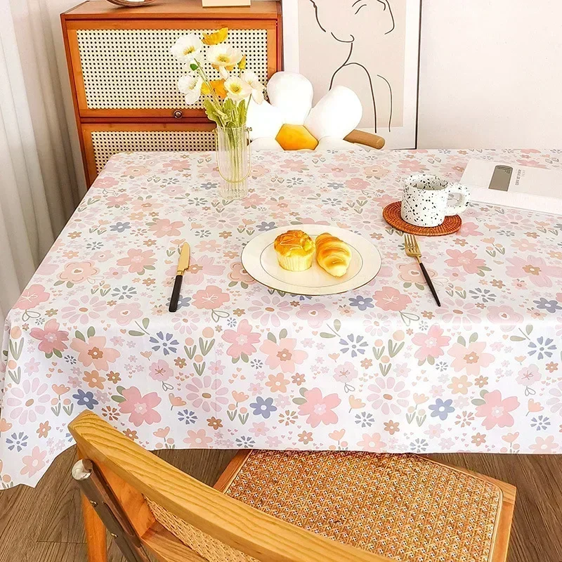 

style simple grid student PVC tablecloth waterproof oil-proof desk decoration rectangular cloth tea table mat SKYBLUE