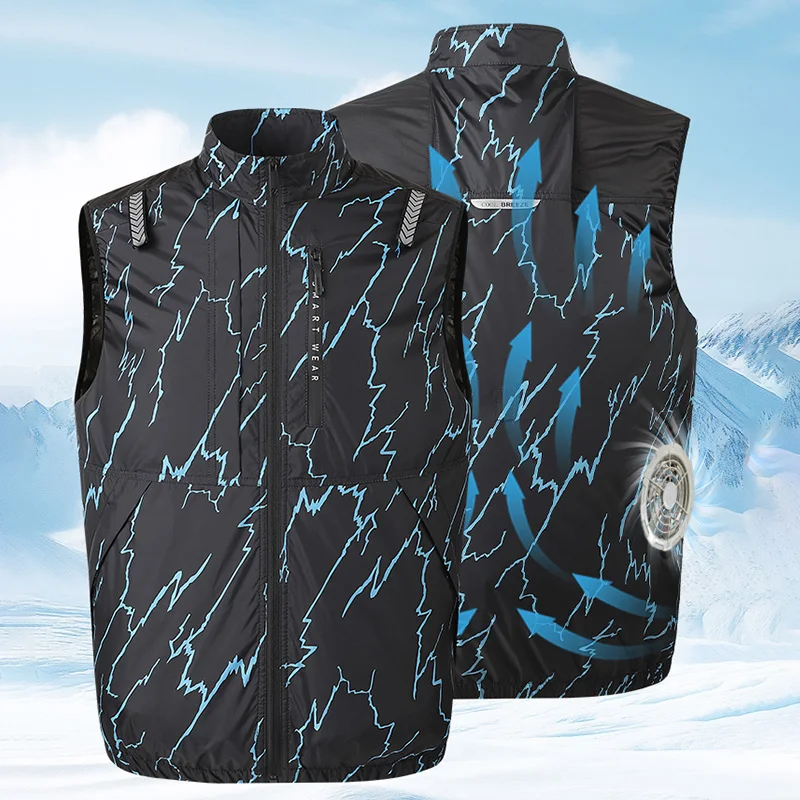 USB Summer Breathable Cooling Vest Sleeveless Fan Air Conditioner Jacket Unisex Outdoor Workwea Sports Fishing Lightweight Vest