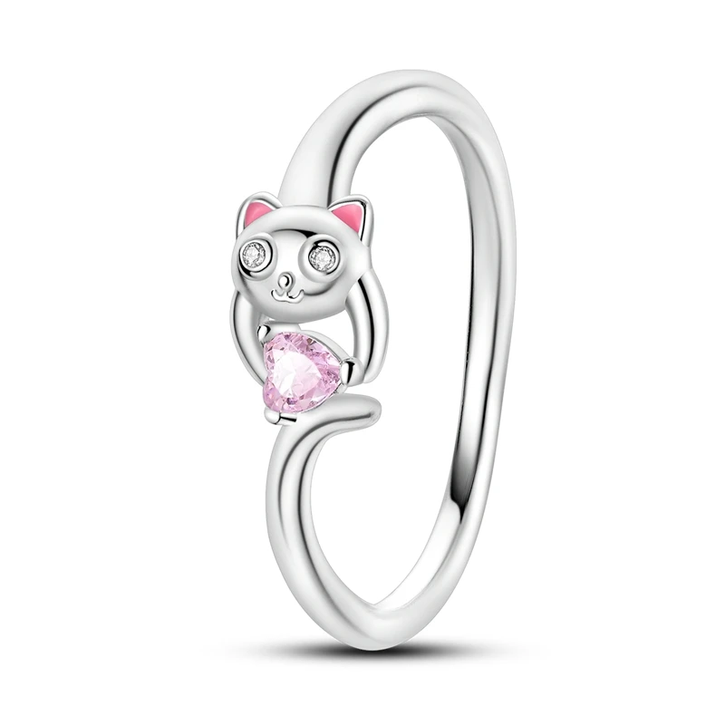 2026 New 925 Sterling Silver Cat Hug Love Ring For Women Fashion Exquisite Birthday Anniversary Jewelry Gifts