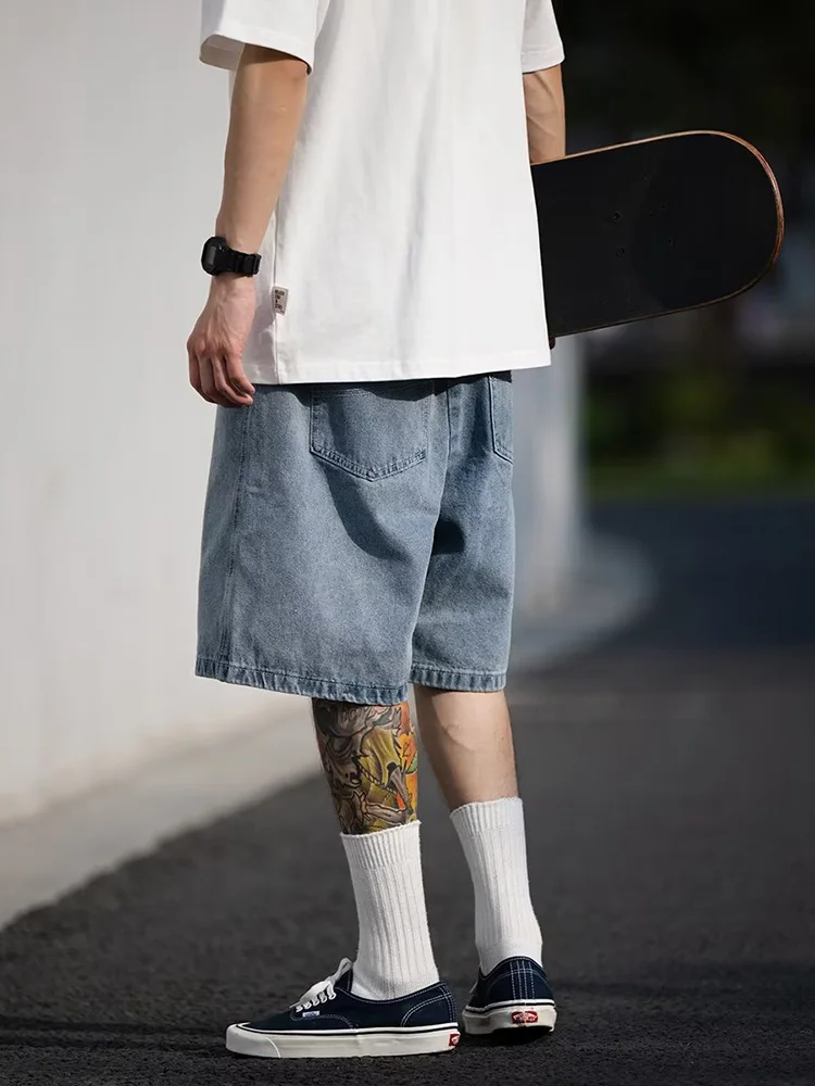 Men\'s Shorts Jeans Blue Denim Jorts Baggy Harajuku Pants Streetwear Y2k Oversize Korean Fashion Vintage Unisex Summer Clothes