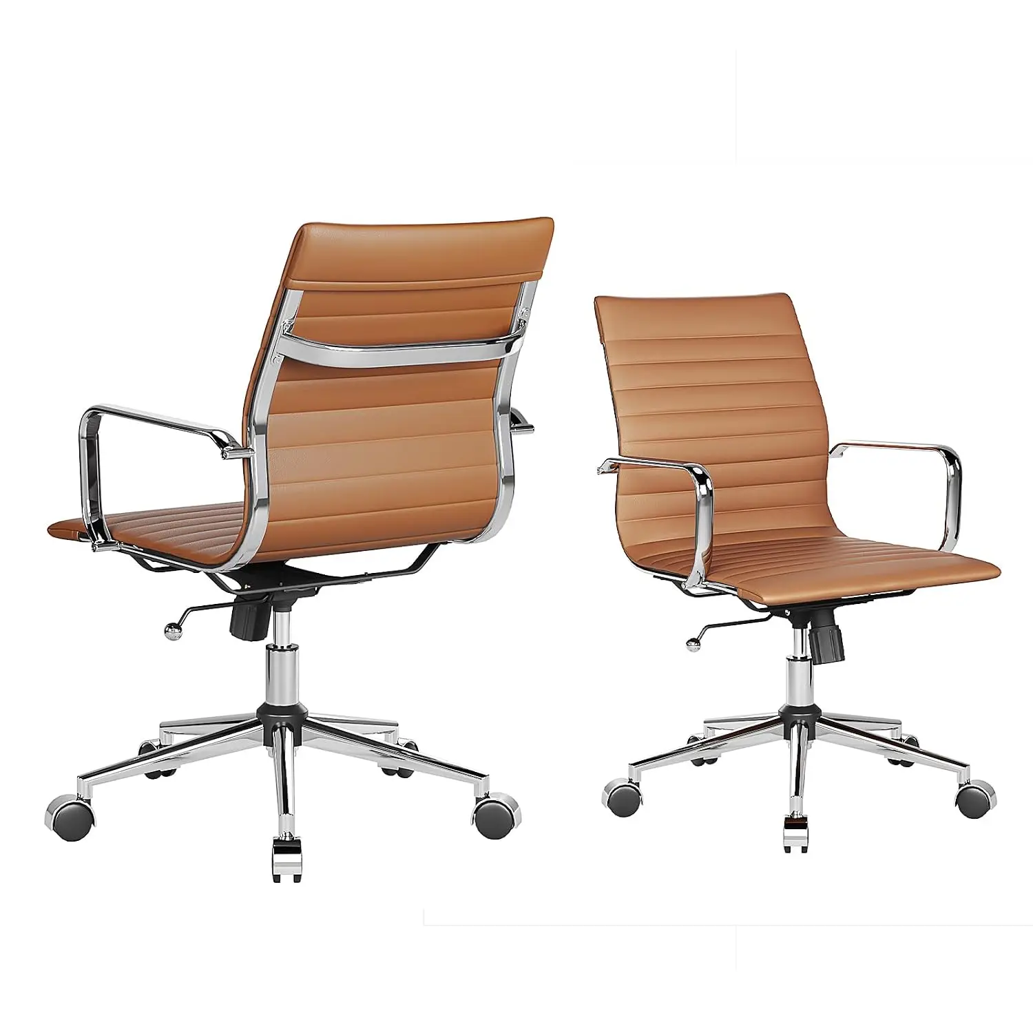 Ergonomic Mid Back Office Chair with Adjustable Lumbar Support & Swivel, PU Leather Desk Chair for Home Office, Customized