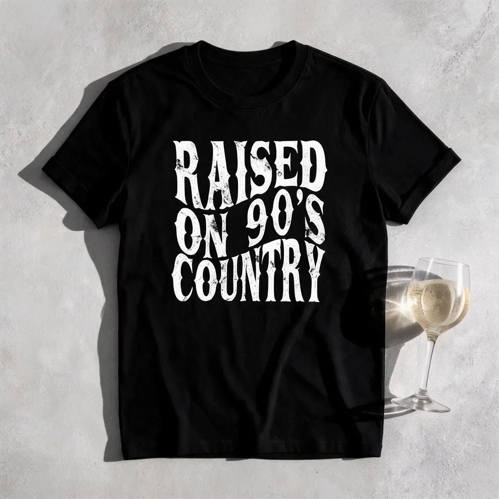 Raised On 90s Country Shirt, Vintage 90s Country Tee, Western TShirt, Country Music Lover Shirt, Country Concert Tee, Distressed,Summer Outfits For Women,100% Cotton Oversized Short Sleeve Classic Heavy Cotton T Shirt Printed Graphic Tee Women's Casual Sh