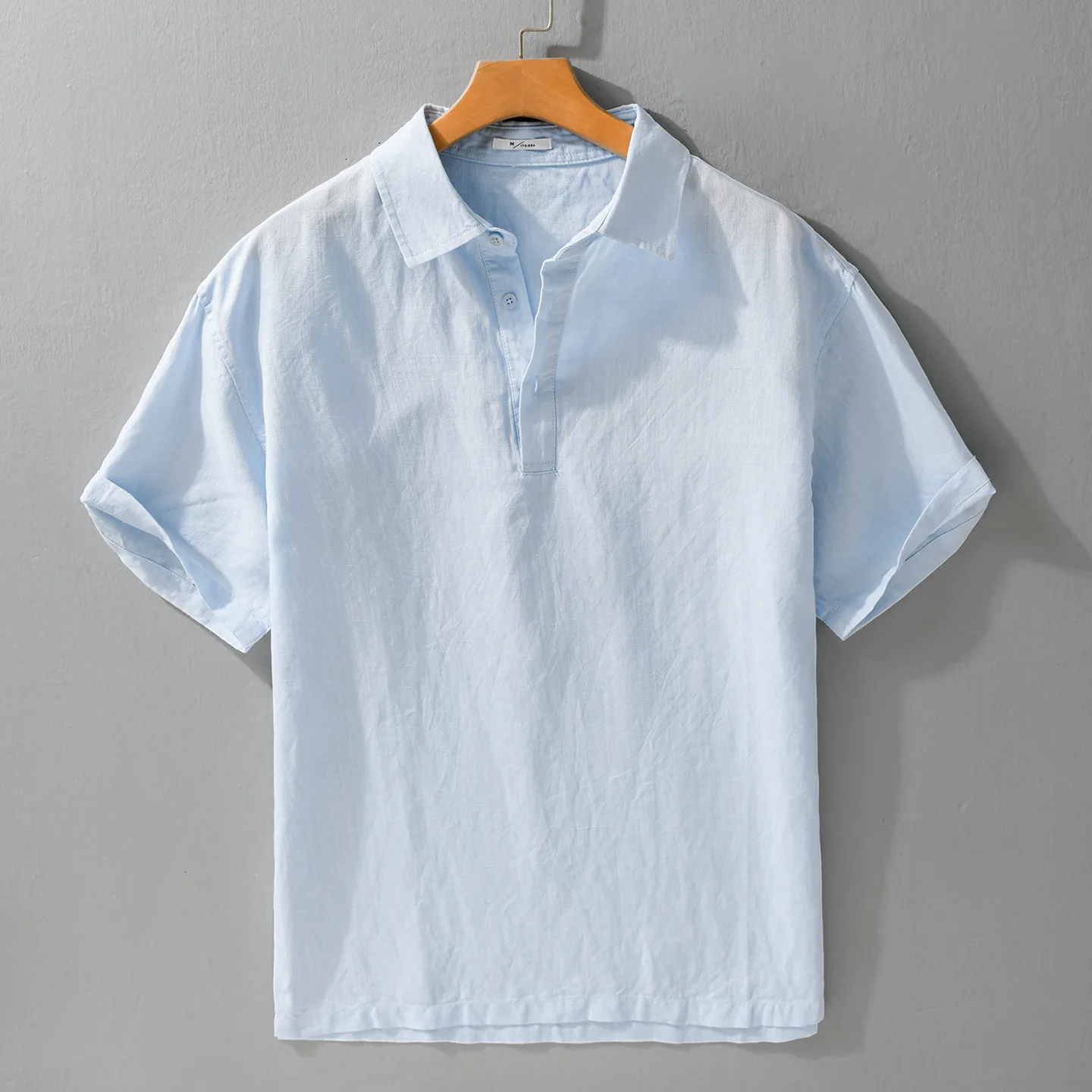 

Linen Short Sleeve Crew Neck Shirt Men Summer Thin Breathable Casual Shirt Shirt Skin-friendly Comfortable Vintage Style