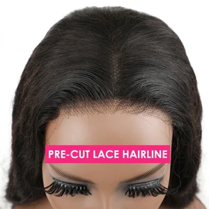 Straight glueless bob wigs for women, ready to go, lace air wig, pre-cut, human hair, 180%, sale and go, sale 10 Main Sales Lace Short - №4