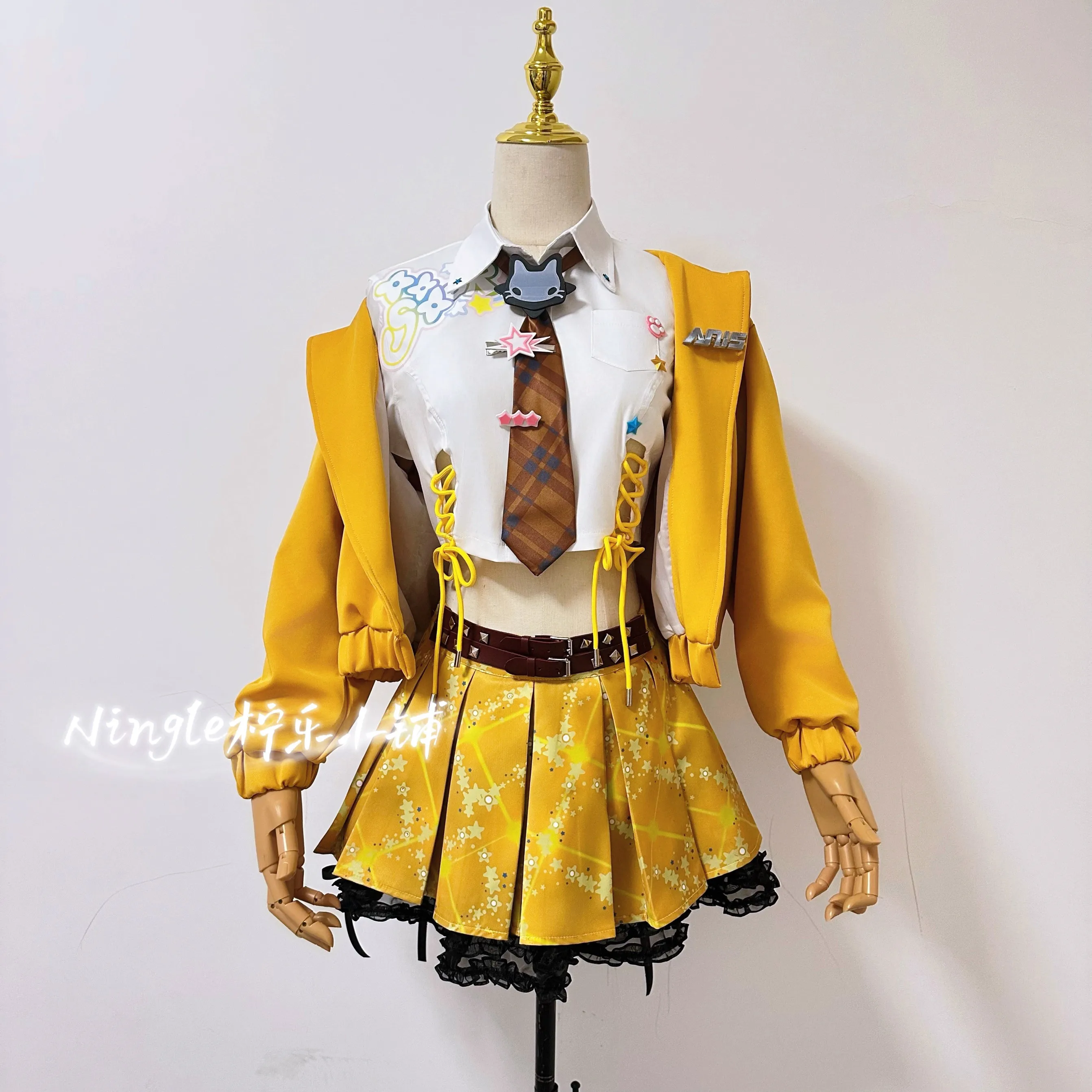 Disfraz de Cosplay de Anis de NIKKE, 3.5º Aniversario T.T. Traje de Ídolo de STAR, Uniforme JK Amarillo para Mujer, Personalizable para Carnaval