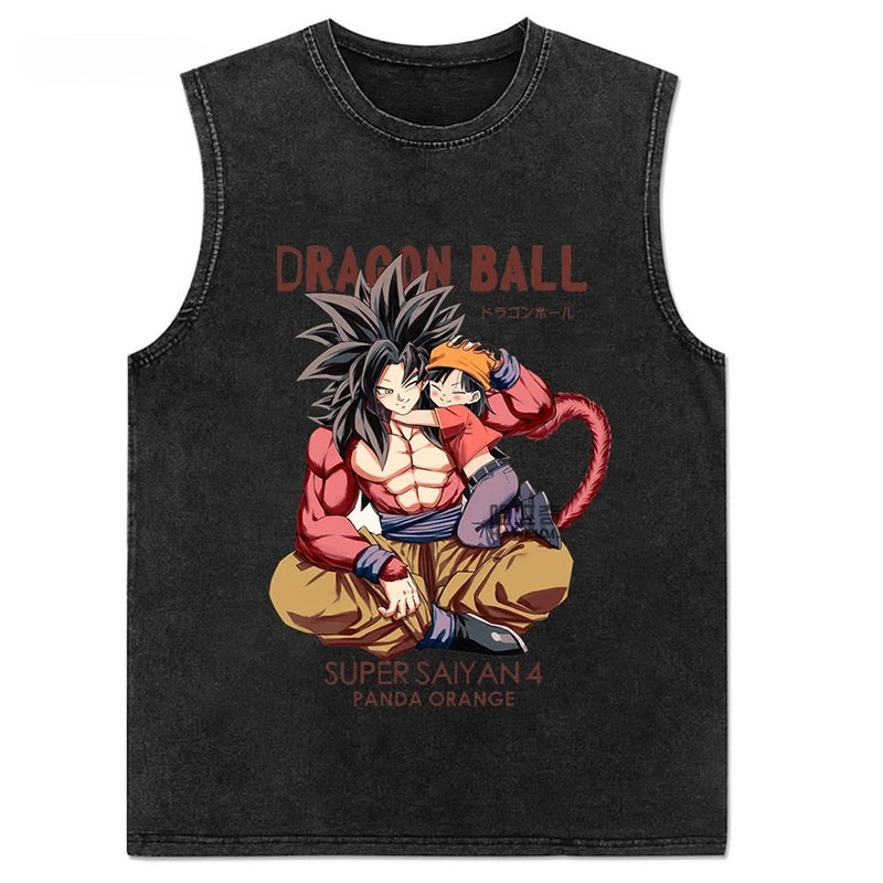 

2026 Summer Edition Seven Dragon Ball Anime Trendy Cotton Hoodie for Men - Washed, Retro, Sleeveless T-shirt