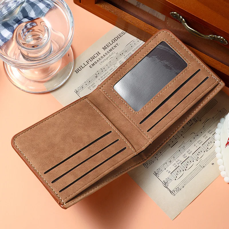 2025 محفظة رجال الأعمال القصيرة رقيقة جدا اليابانية لون نقي محفظة لينة بولي leather الجلود مشبك بطاقات المال متعدد الرجال هدية