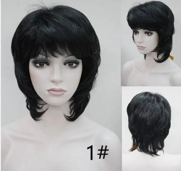 Wig Cosplay rambut harian wanita keriting pendek 9 warna